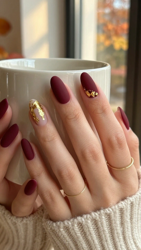 Matte Merlot with Gold Foil Accents