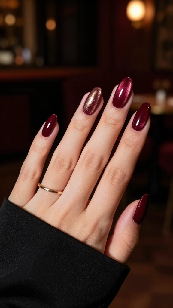 Burgundy Velvet Magnetic Cat-Eye