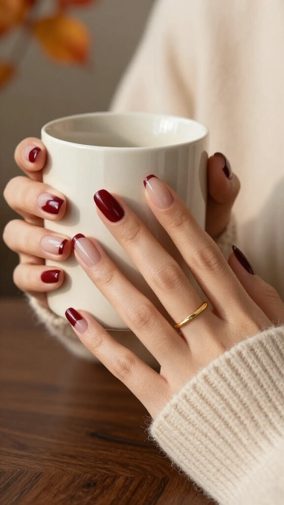 Micro French Burgundy Tips