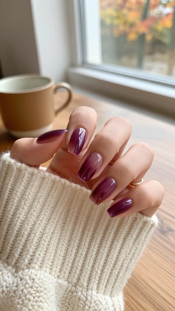 Moody Plum Jelly Nails