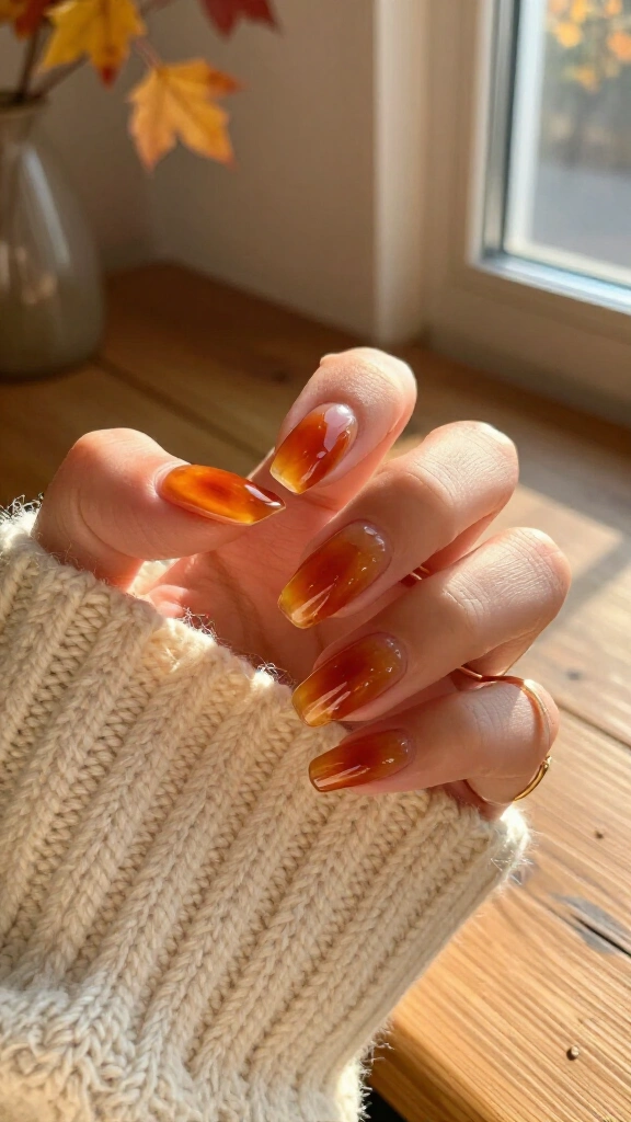 Amber glass jelly nails