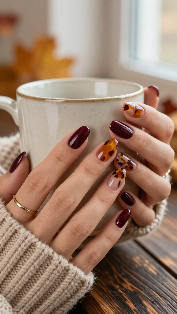 Deep Mulberry and Tortoiseshell Accents