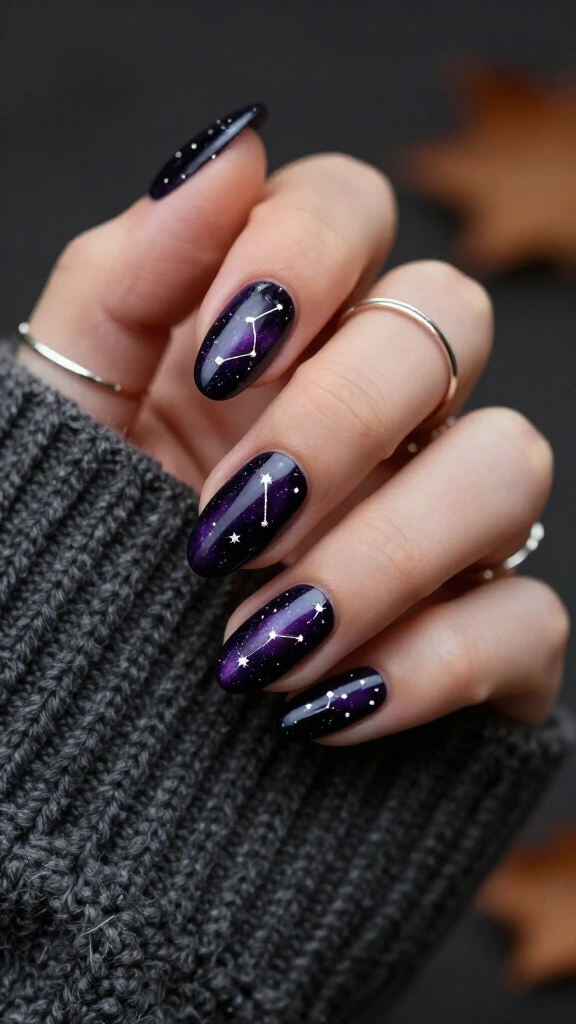 Midnight Purple with Celestial Constellations