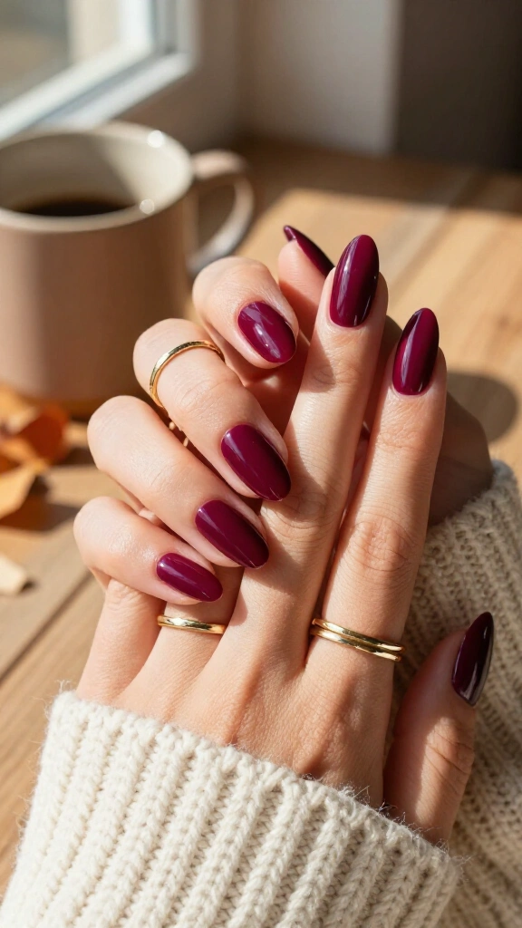 Classic Aubergine Almond Nails
