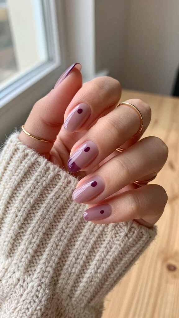 Sheer Smoked Plum Minimalist Dots