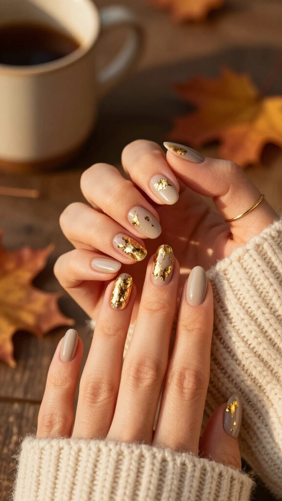 Metallic Gold Falling Leaves