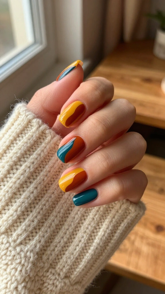 Wavy Colorblocked Earth Tones