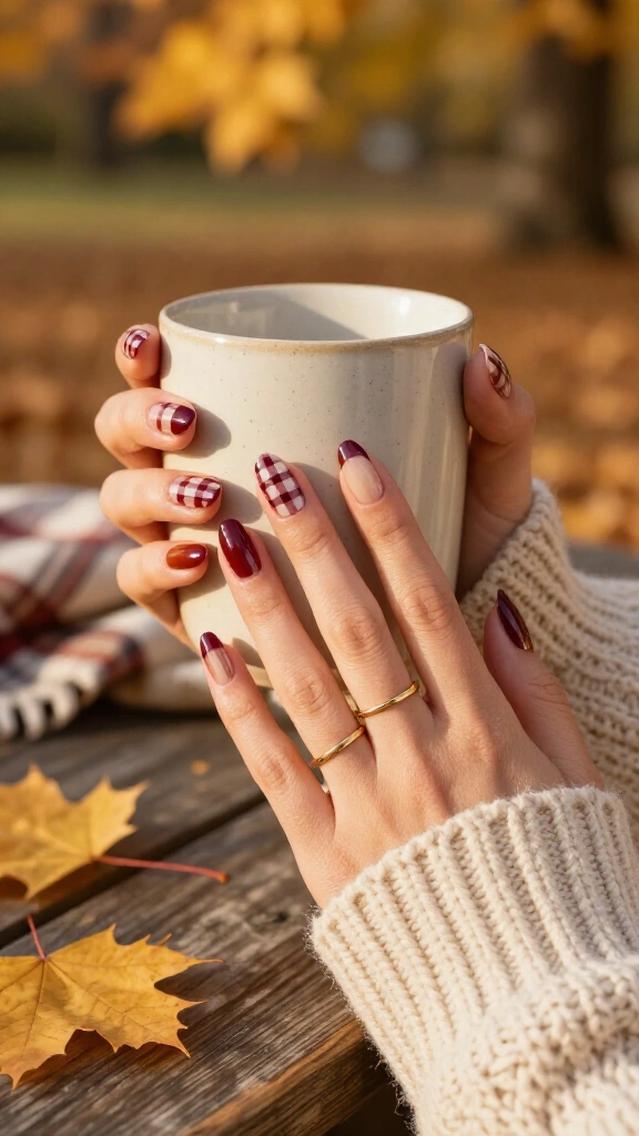 Gingham Blanket Picnic Nails