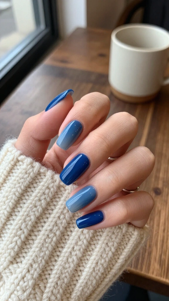 Moody Denim Blue Aura Nails