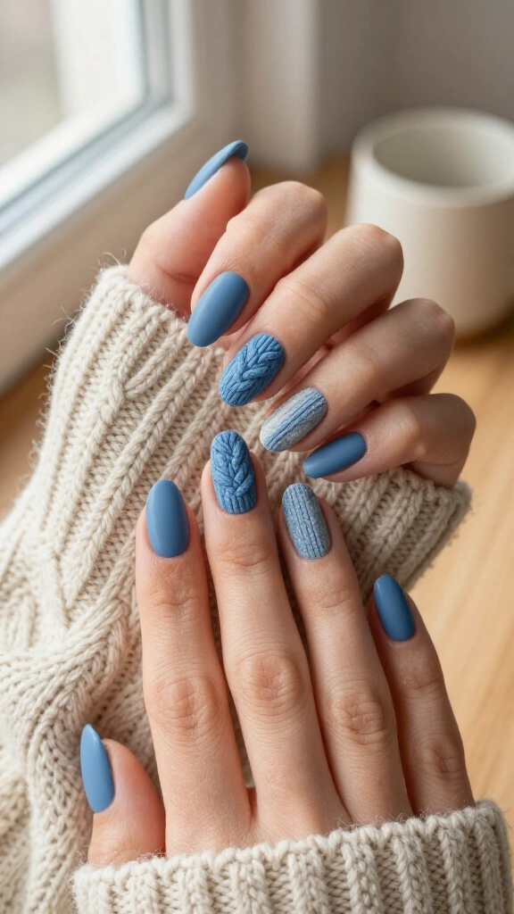 Dusty Blue Sweater Weather Cable Knit