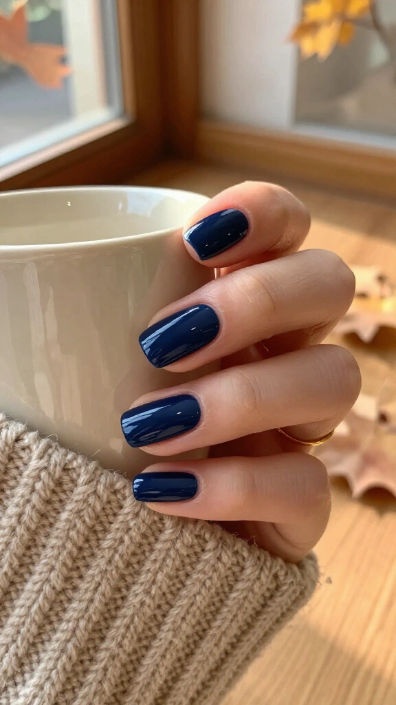 Navy Blue with Negative Space Moons