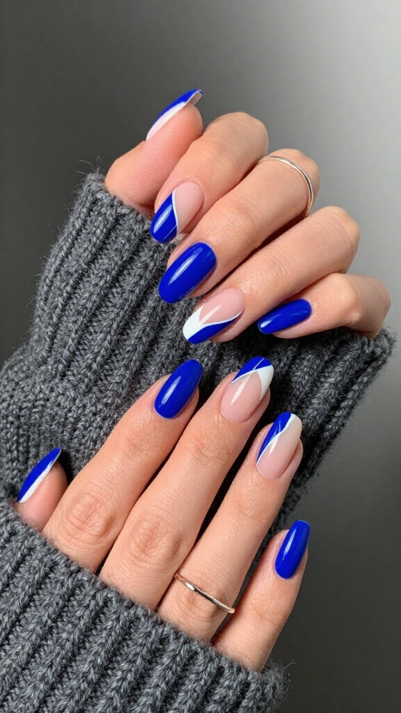Electric Ink Blue Geometric Accents
