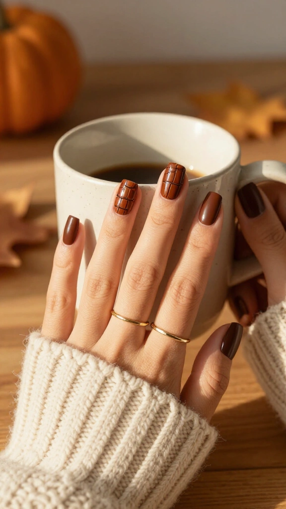 Leather-Brown Croc Print Accents