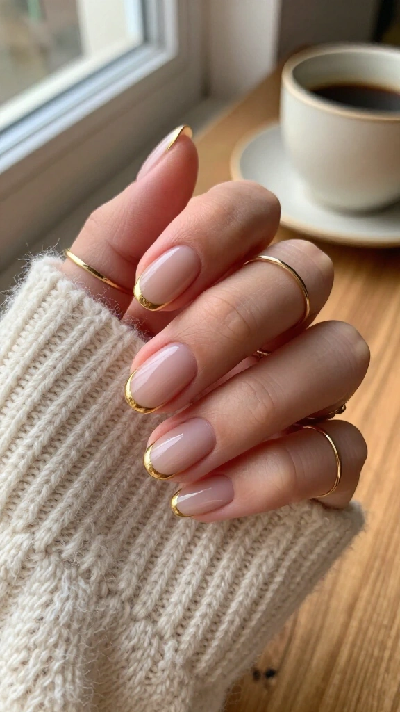 Gilded edge nude nails
