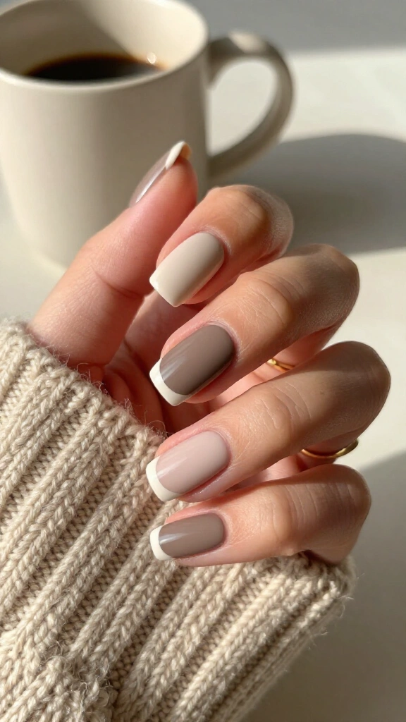 Matte Taupe with Glossy Tips