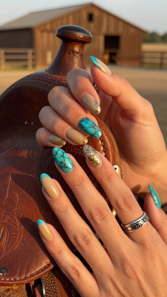 Rustic turquoise and gold foil accents