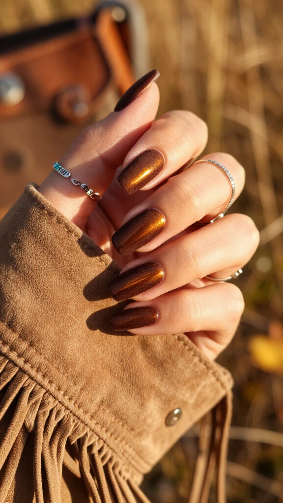 Suede chocolate velvet nails