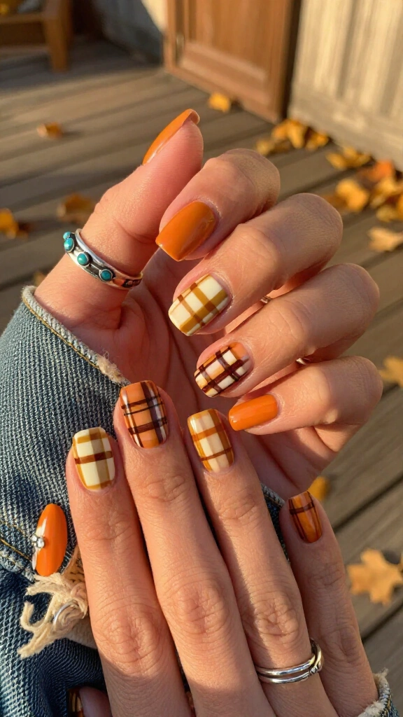 Vintage western plaid in burnt orange