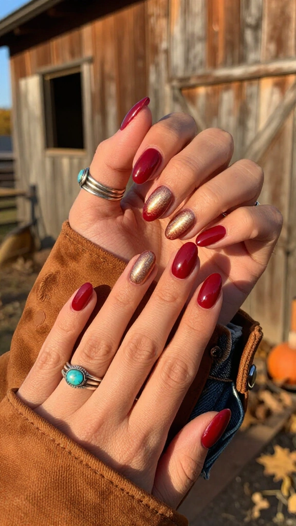 Rodeo red glazed nails