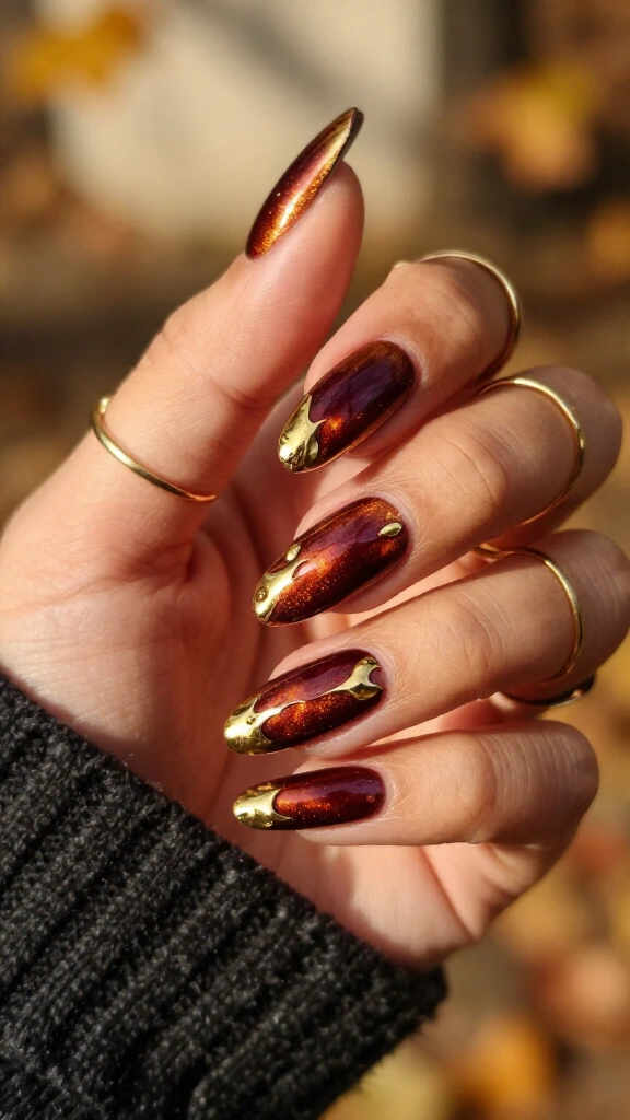 Molten Chrome Drip Velvet Tips