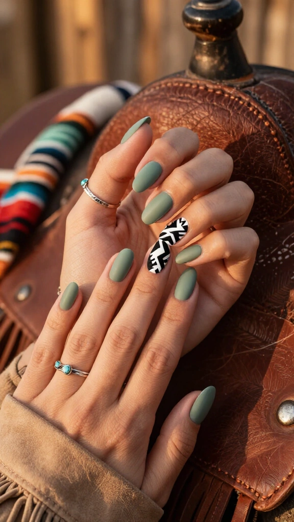 Matte khaki with geometric chevron details