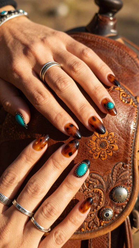 Tortoiseshell and turquoise inlay