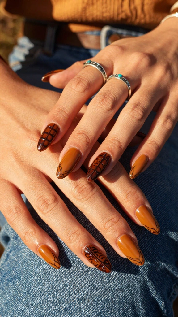 Warm cognac crocodile print