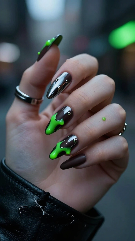 Cyberpunk Metallic Slime Drips