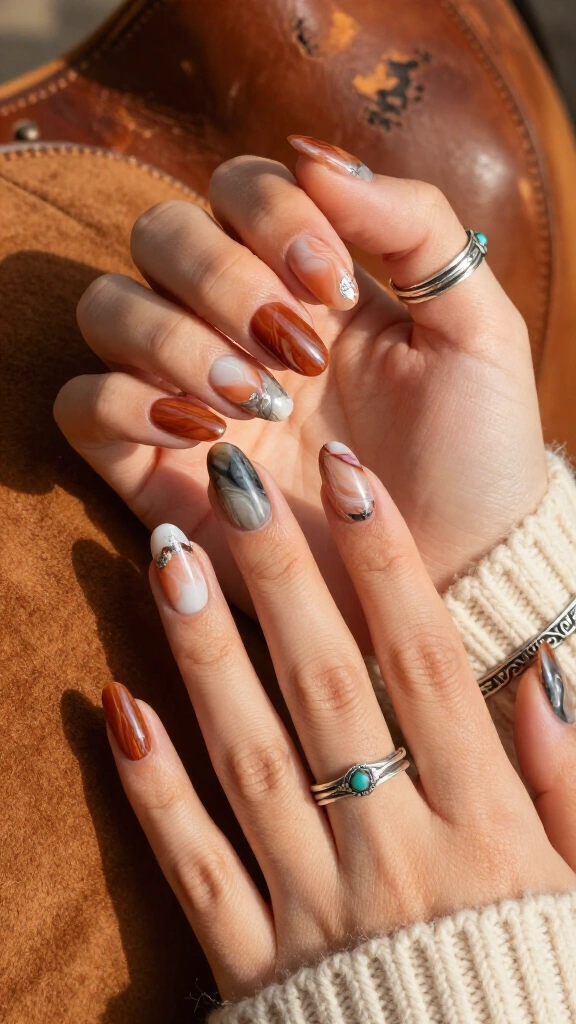Marbled canyon jasper stone nails