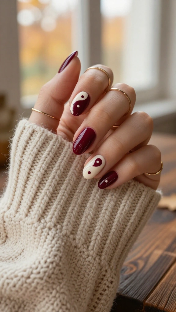 Burgundy and Cream Yin-Yang Duality