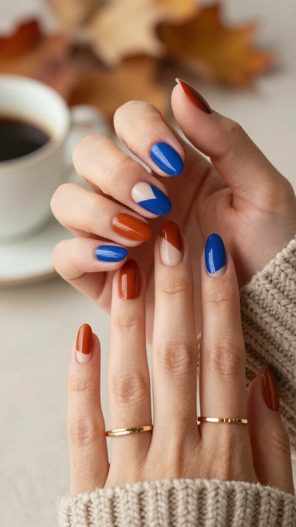 Burnt Orange & Cobalt Colorblock