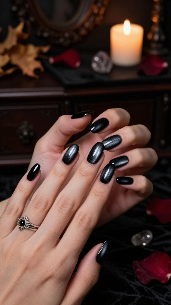 Midnight Black Cat-Eye Velvet