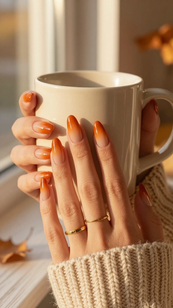 Glossy Burnt Orange Ombré