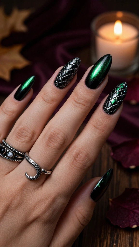 Snake Skin Texture Over Jet Black