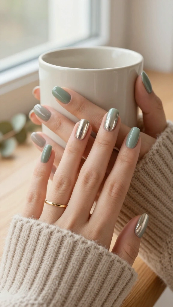 Muted Sage and Chrome Powder