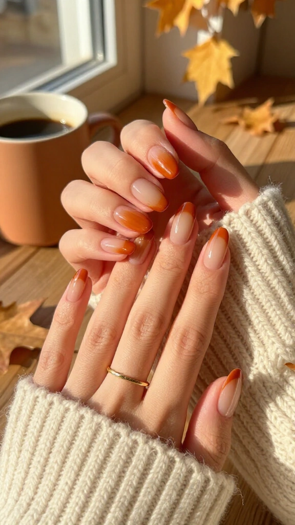 Pumpkin Spice French Tips