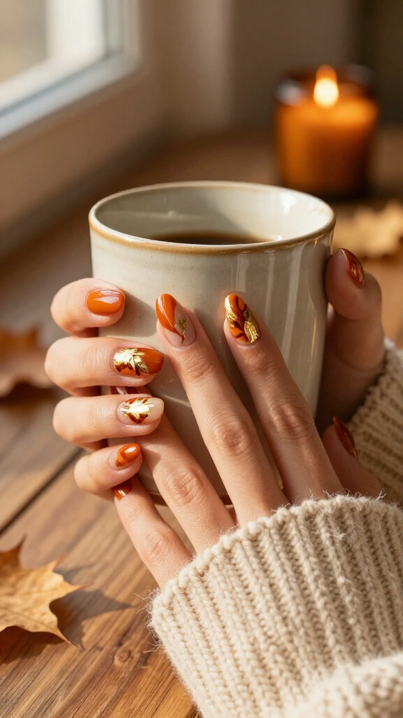 Golden Foil Rust Swirls