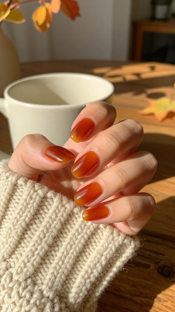 Deep Amber Jelly Nails