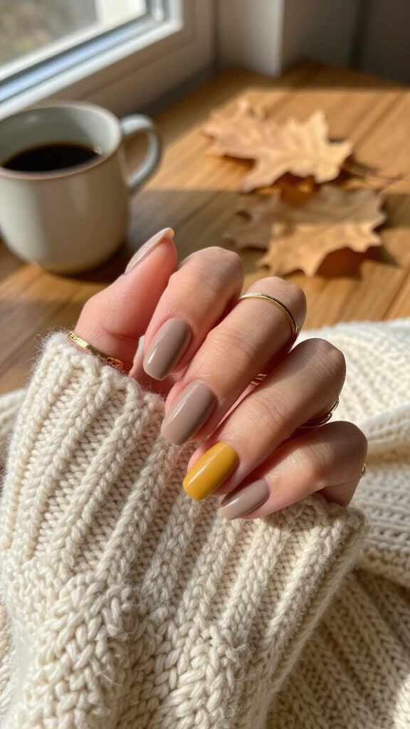 Muted Mustard Accent Nail
