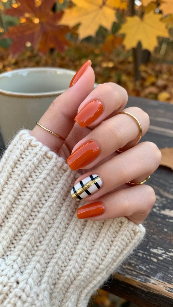 Plaid & Burnt Orange Flannel Accent