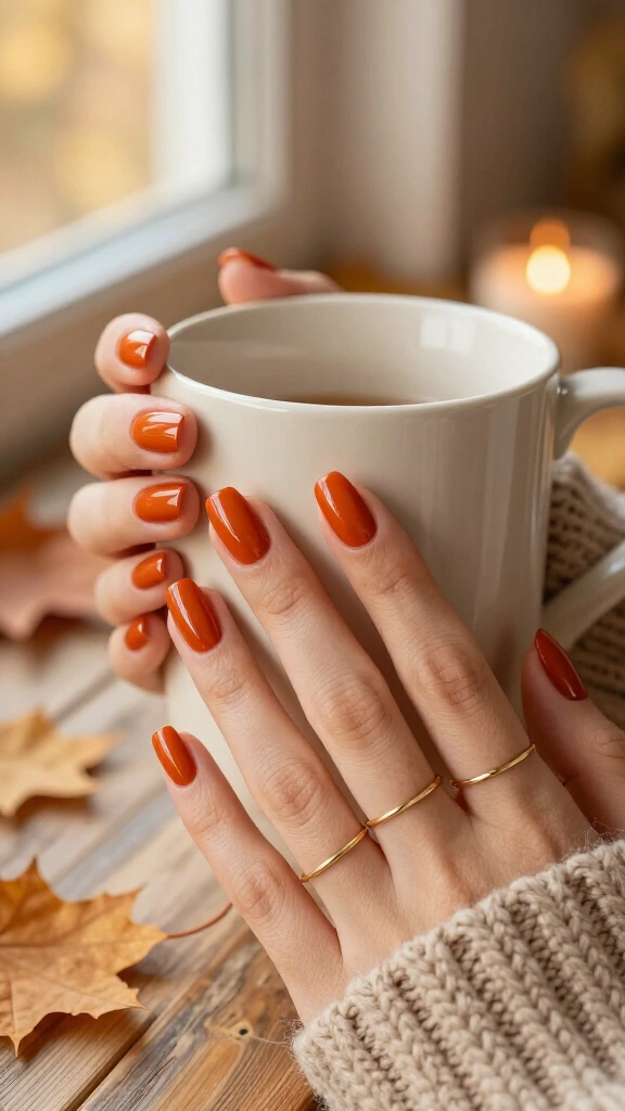Burnt Orange Negative Space Moons
