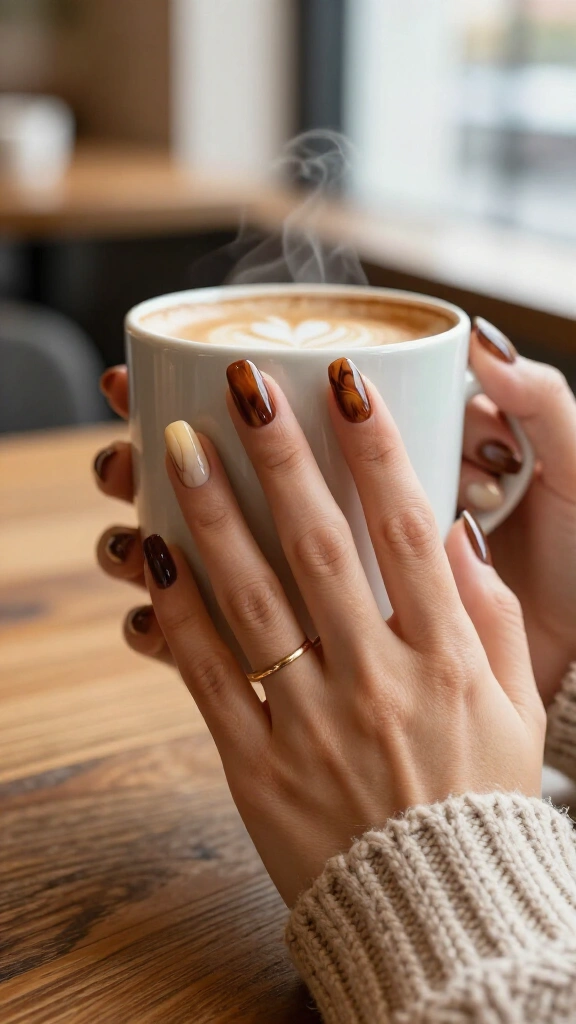 Coffee Latte Marble Swirls