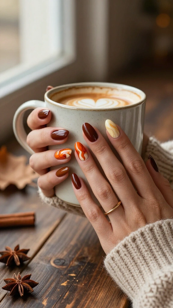 Moody Espresso & Orange Marbling