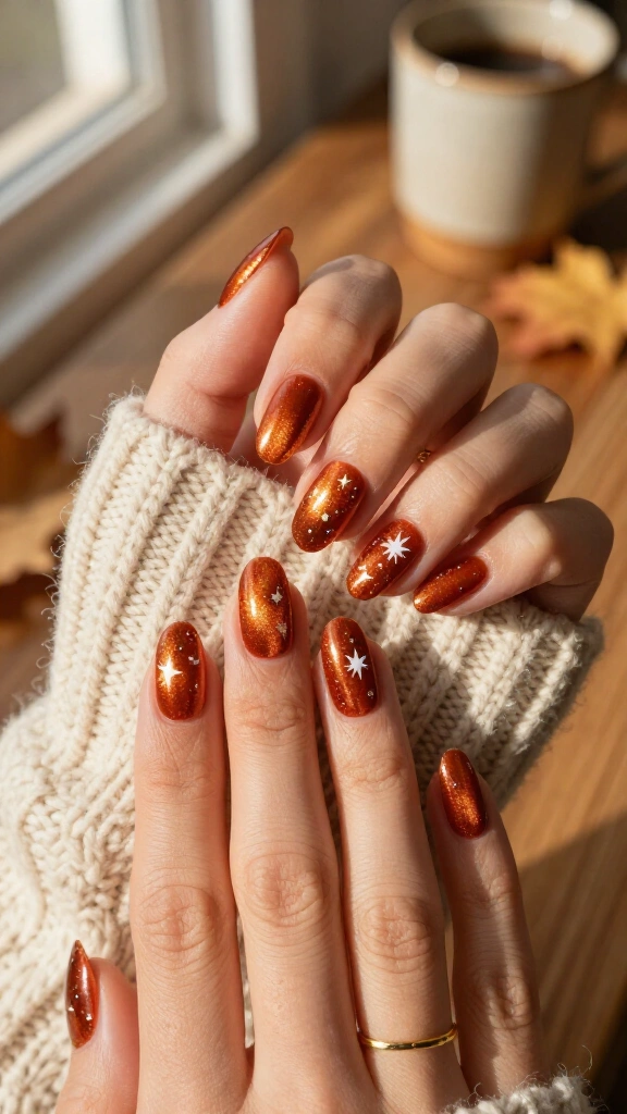 Celestial Stars on Rust Velvet
