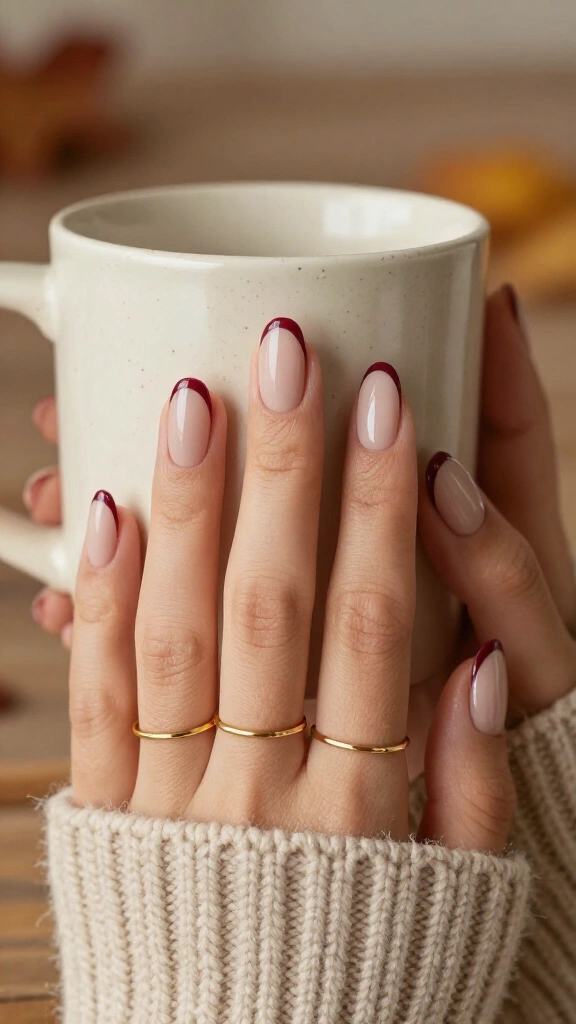 Moody Wine Border Nails