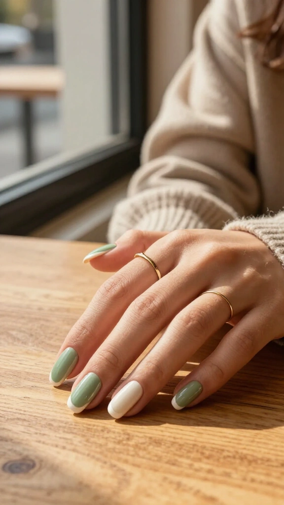 Matcha Latte with Micro French Tips