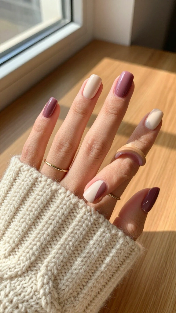 Muted Plum Negative Space Half-Moons