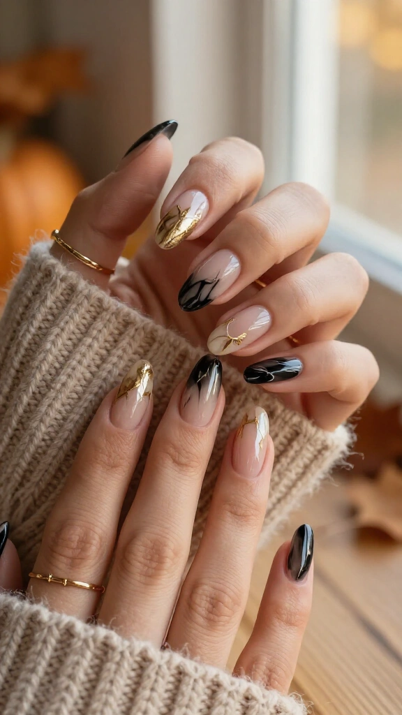 Smoky Black Marble with Negative Space