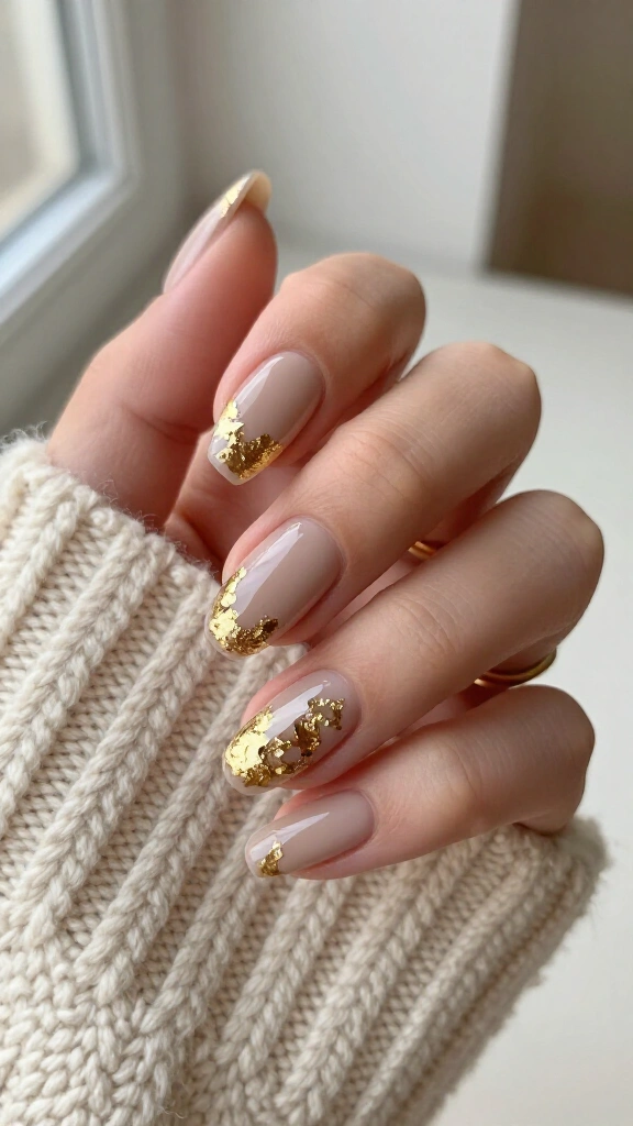 Naked Taupe with Chunky Gold Leaf