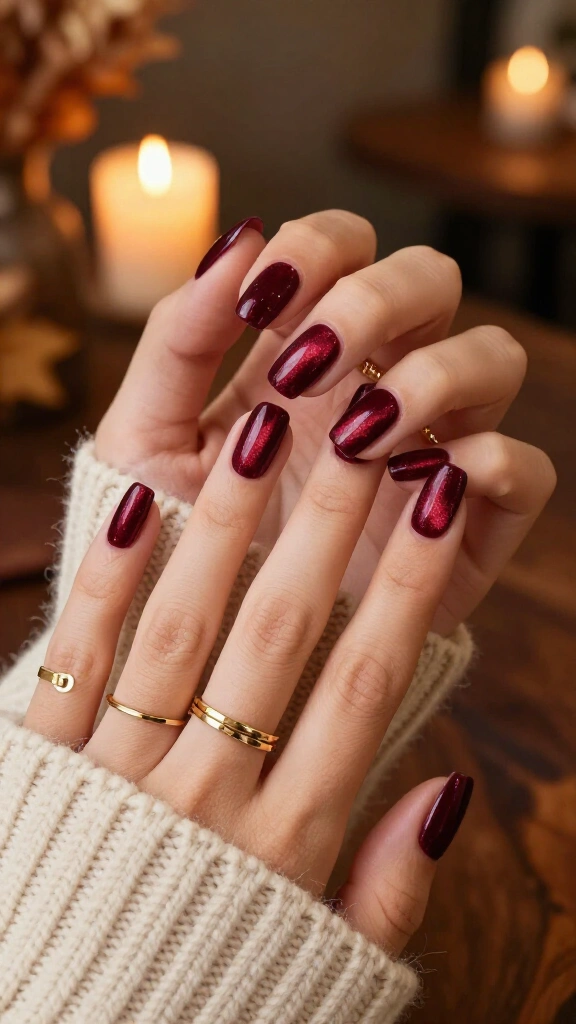 Rich Burgundy Velvet Cat-Eye